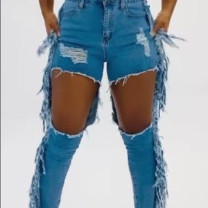Brand NEW Never Worn high waisted Fringe jeans!!!